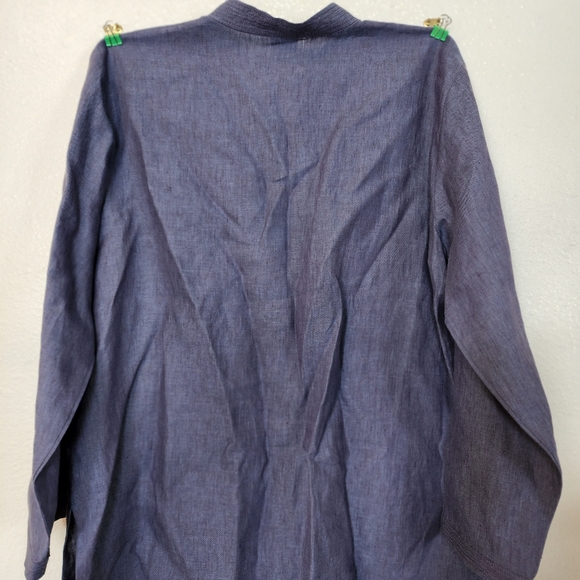 Eileen Fisher Irish Linen jacket shirt pant set L large 12 purple blue NWOT - Picture 7 of 12